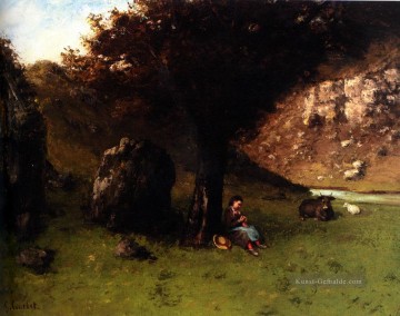 realistisch kunst - La Petite Bergere Der Junge Schäferess realistischer Maler Gustave Courbet